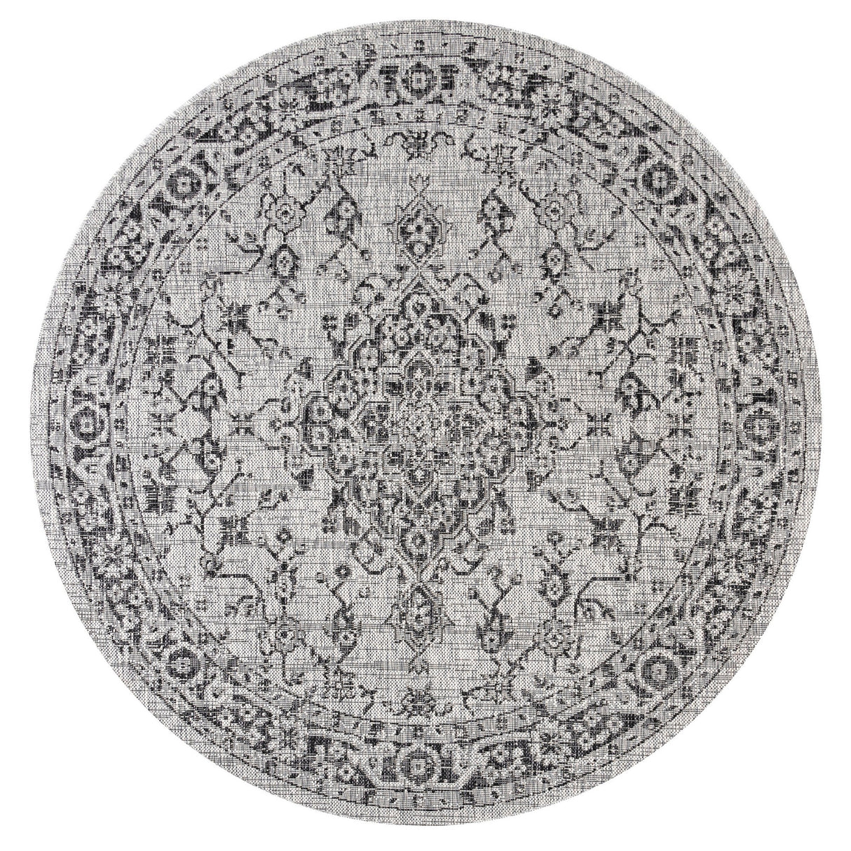 Rozetta Boho Medallion Textured Weave Indoor/Outdoor Round Area Rug