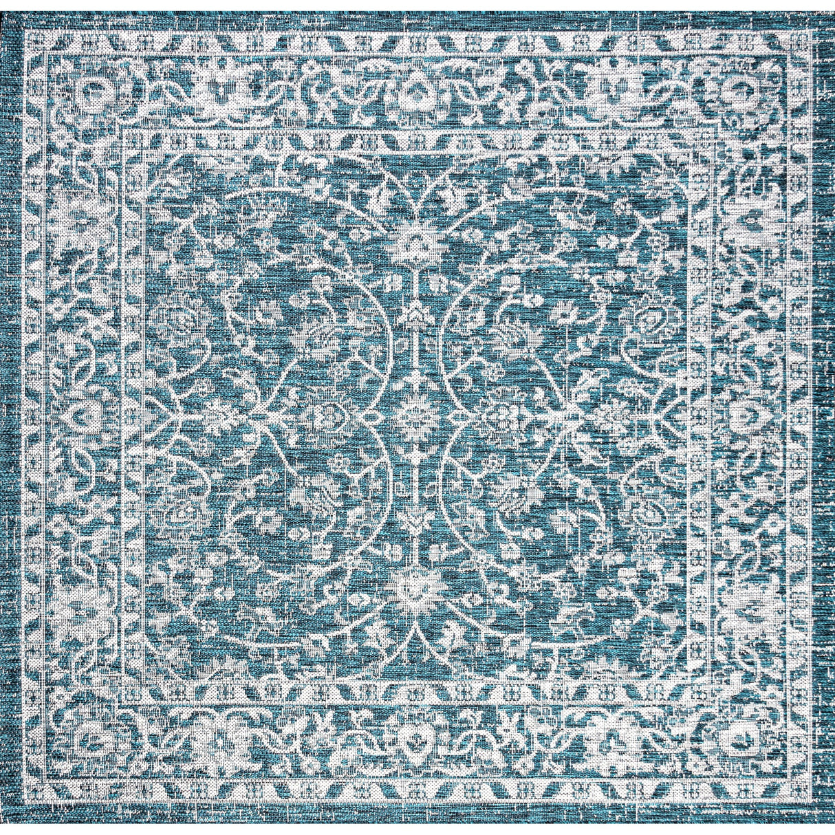 Palazzo Vine and Border Textured Weave Indoor/Outdoor Square Area Rug