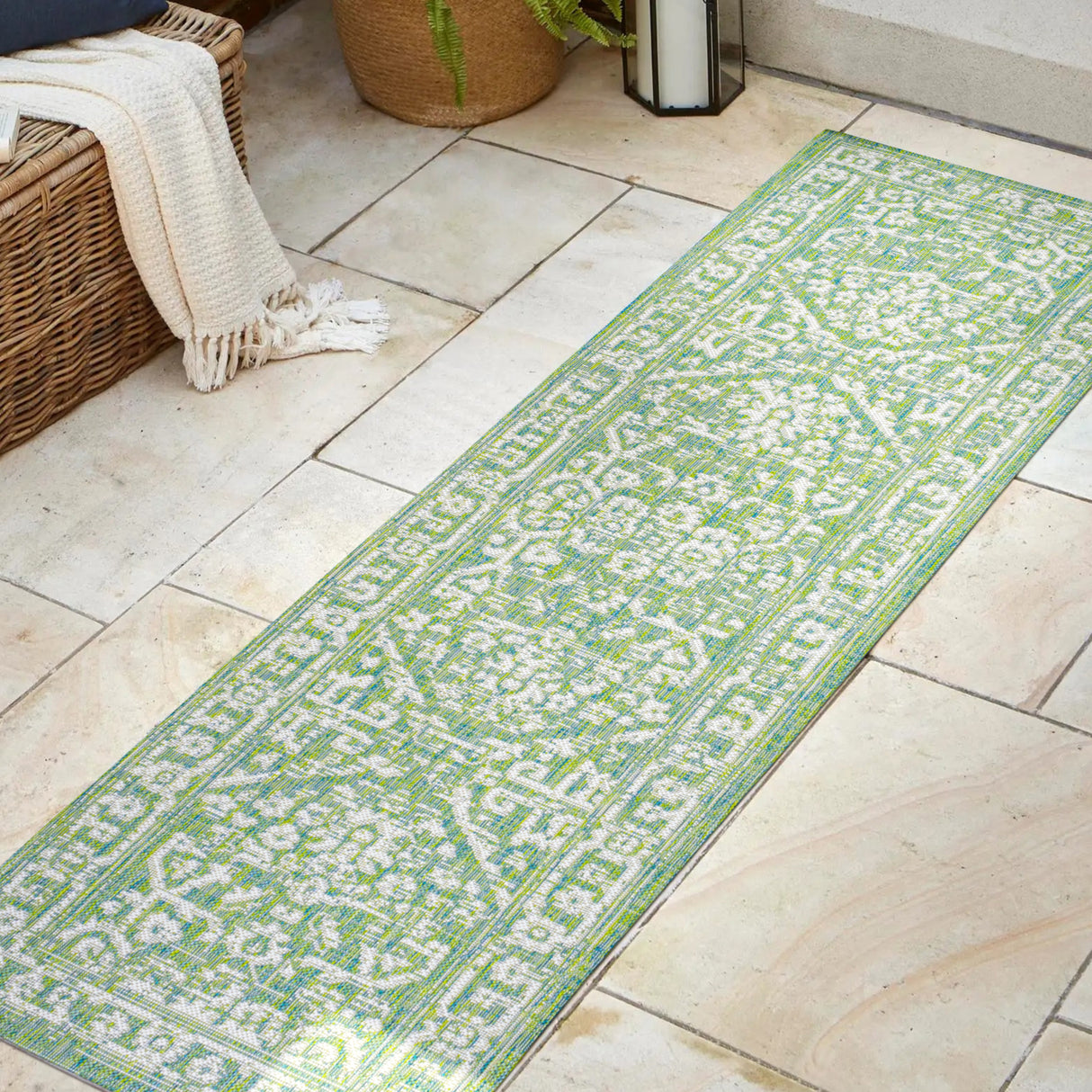 Malta-Bohemian-Medallion-Textured-Weave-Indoor/Outdoor-Runner-Rug-Runner-Rugs