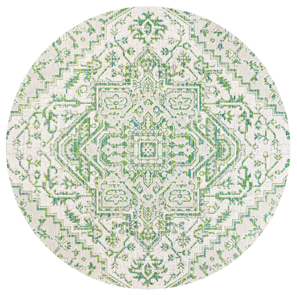 Estrella Bohemian Medallion Textured Indoor/Outdoor Round Area Rug