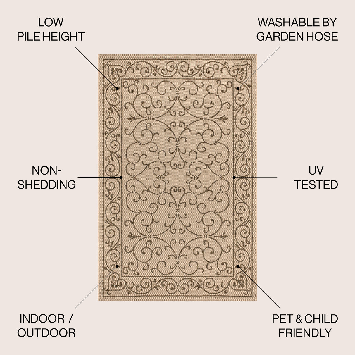 Charleston Vintage Filigree Textured Weav Indoor/Outdoor Area Rug