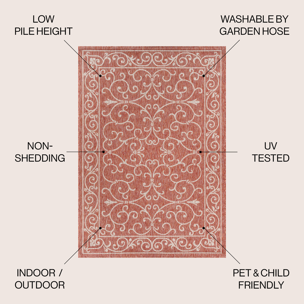 Charleston Vintage Filigree Textured Weav Indoor/Outdoor Area Rug