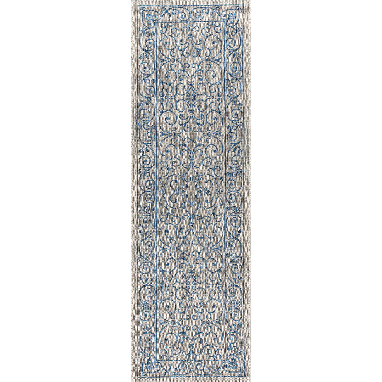 Charleston Vintage Filigree Textured Weav Indoor/Outdoor Runner Rug