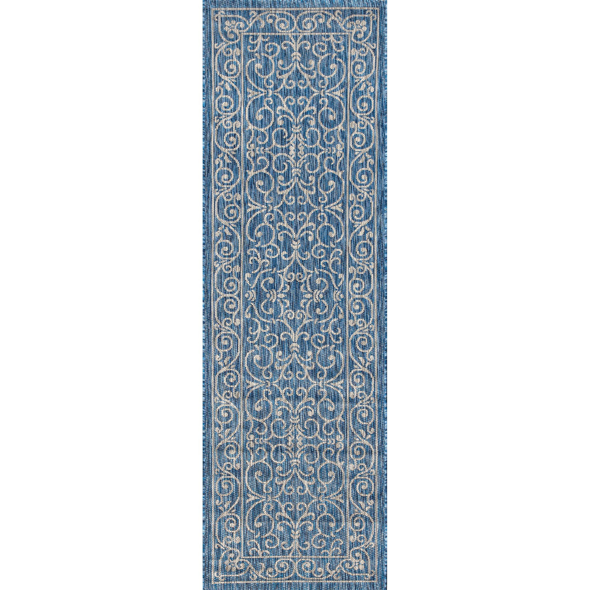 Charleston Vintage Filigree Textured Weav Indoor/Outdoor Runner Rug