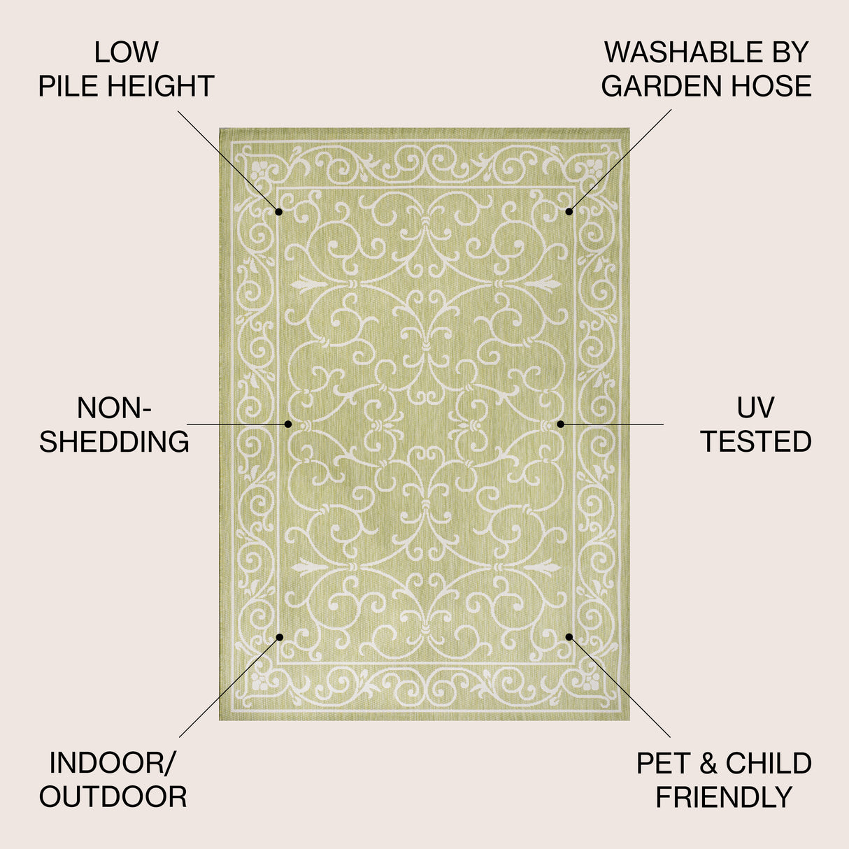 Charleston Vintage Filigree Textured Weav Indoor/Outdoor Area Rug