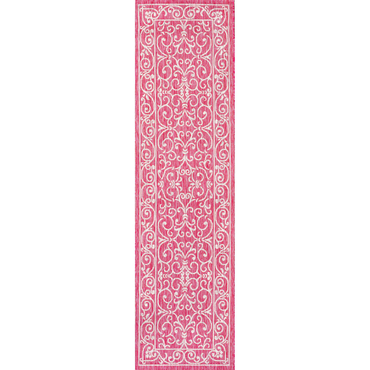 Charleston Vintage Filigree Textured Weav Indoor/Outdoor Runner Rug