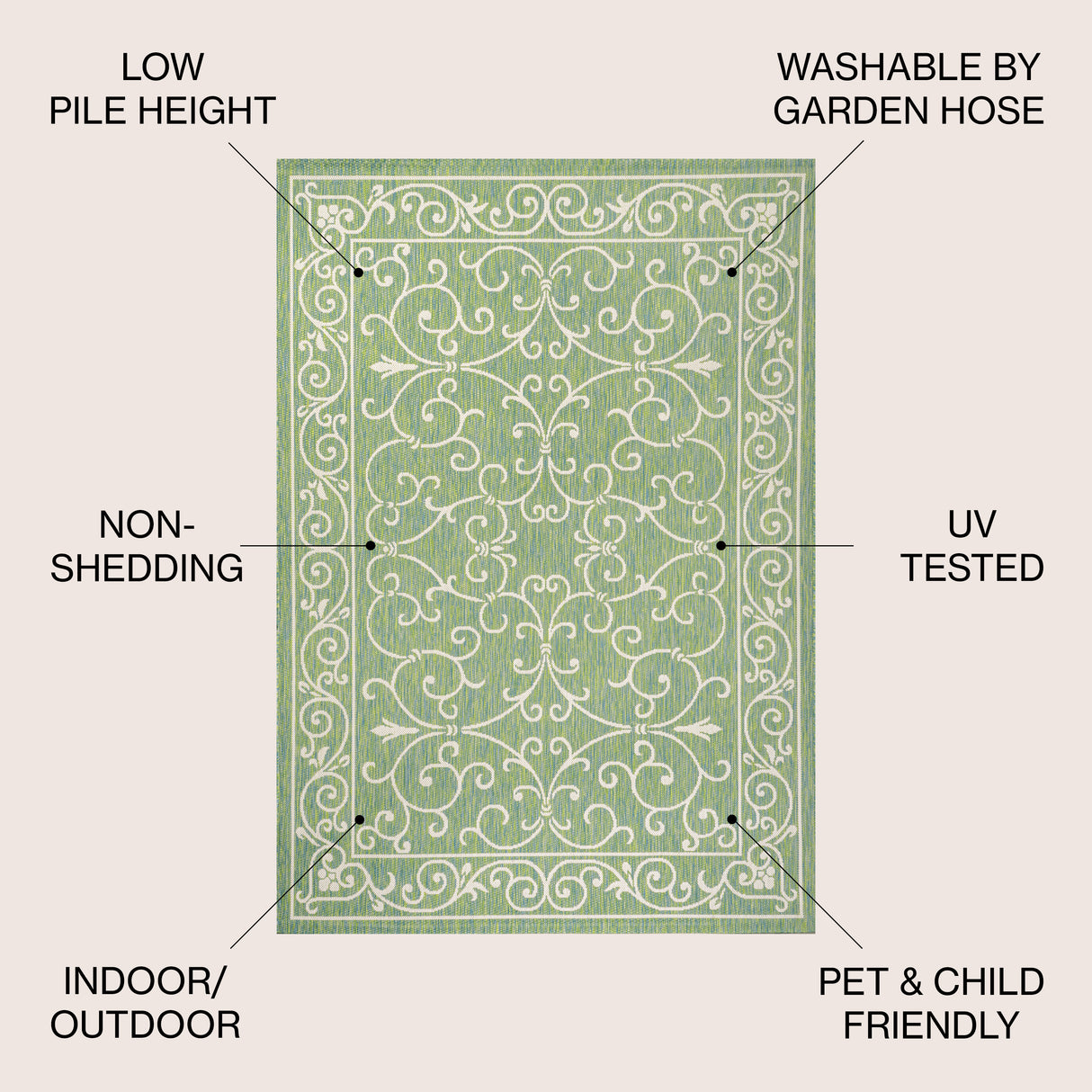 Charleston Vintage Filigree Textured Weav Indoor/Outdoor Area Rug