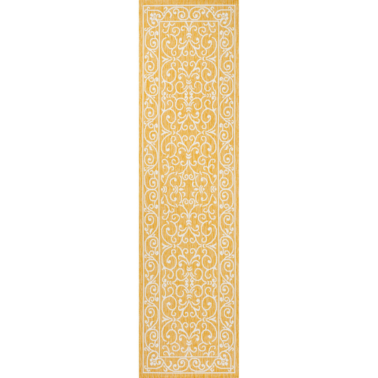 Charleston Vintage Filigree Textured Weav Indoor/Outdoor Runner Rug