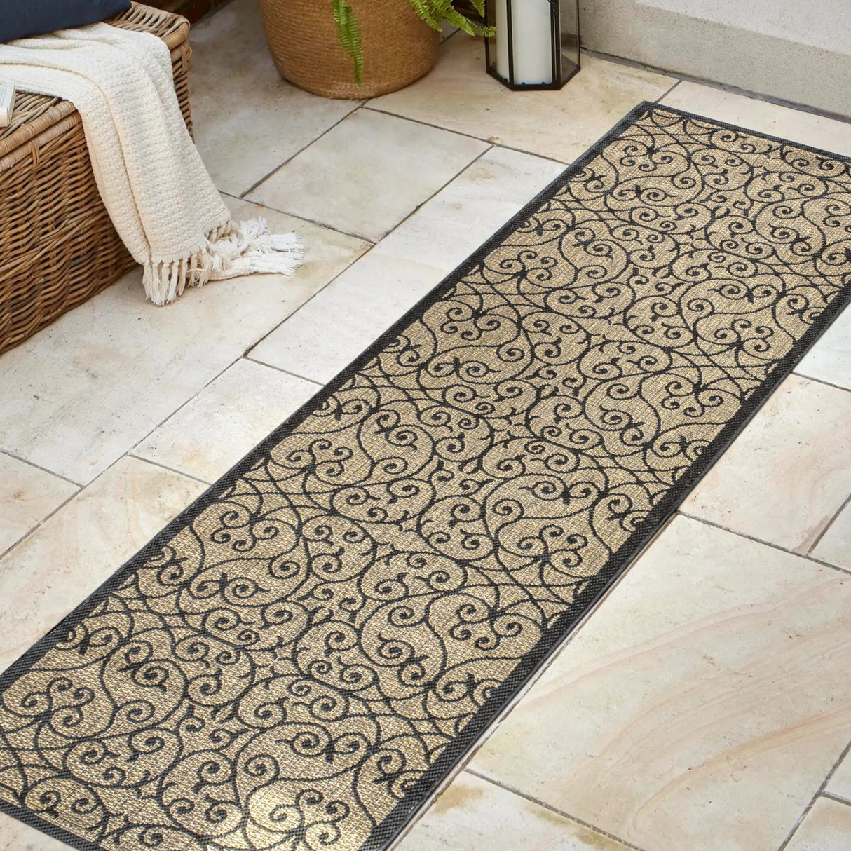 Madrid Vintage Filigree Textured Weave Indoor/Outdoor Runner Rug
