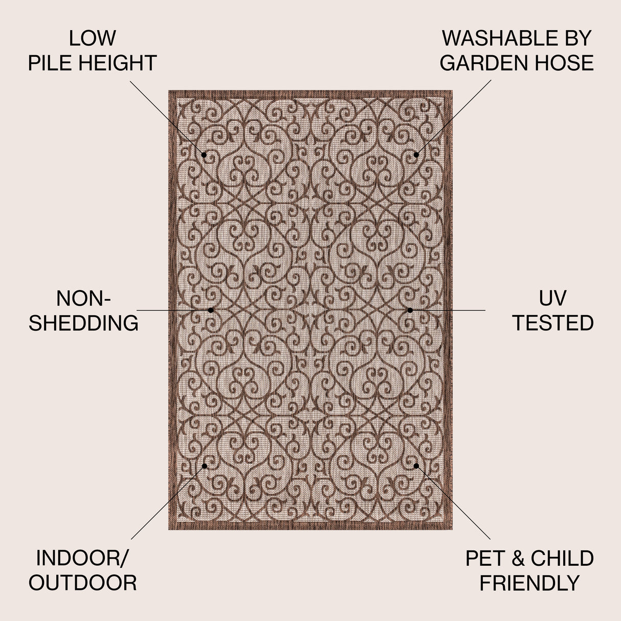 Madrid Vintage Filigree Textured Weave Indoor/Outdoor Area Rug