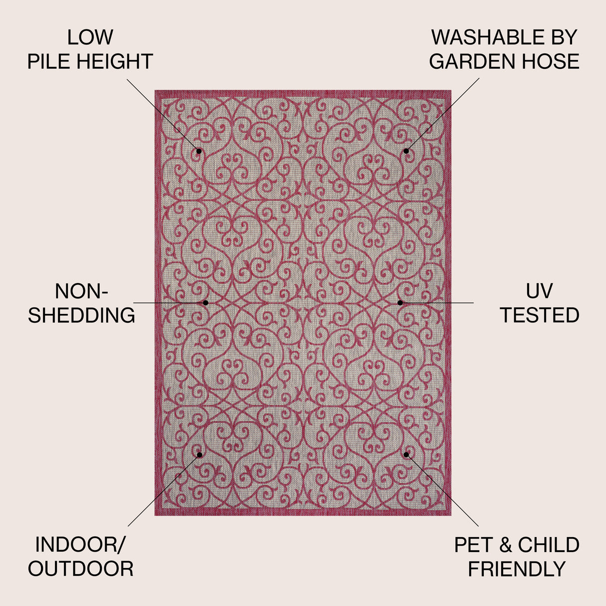 Madrid Vintage Filigree Textured Weave Indoor/Outdoor Area Rug