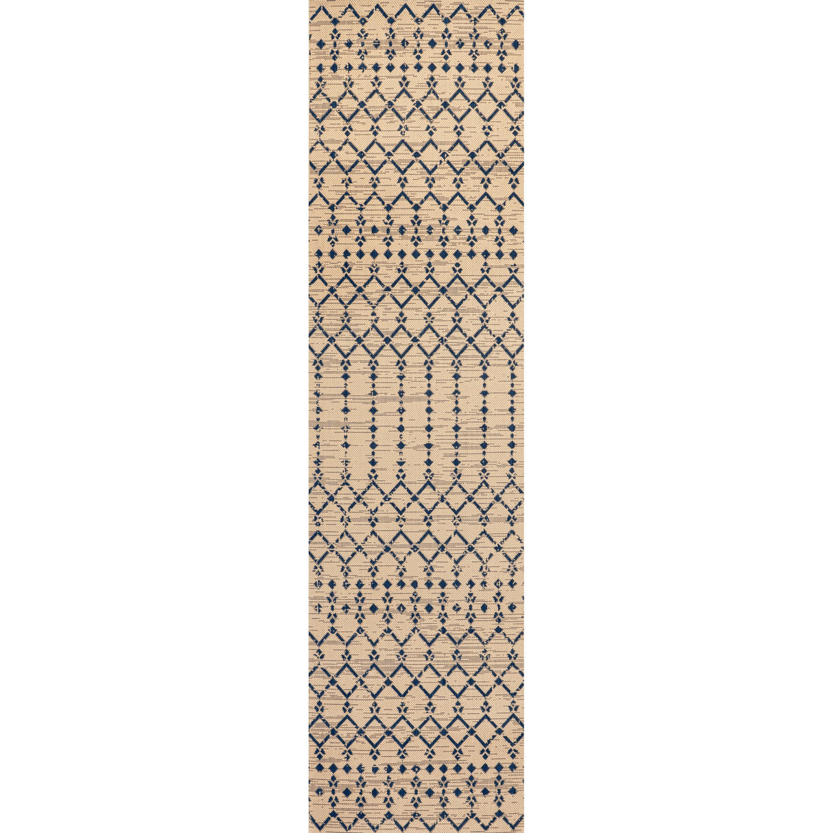 Ourika Moroccan Geometric Textured Weave Indoor/Outdoor Runner Rug