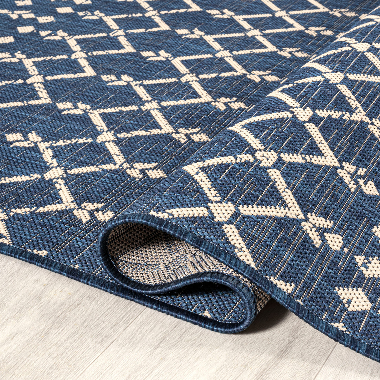 Ourika Moroccan Geometric Textured Weave Indoor/Outdoor Square Area Rug