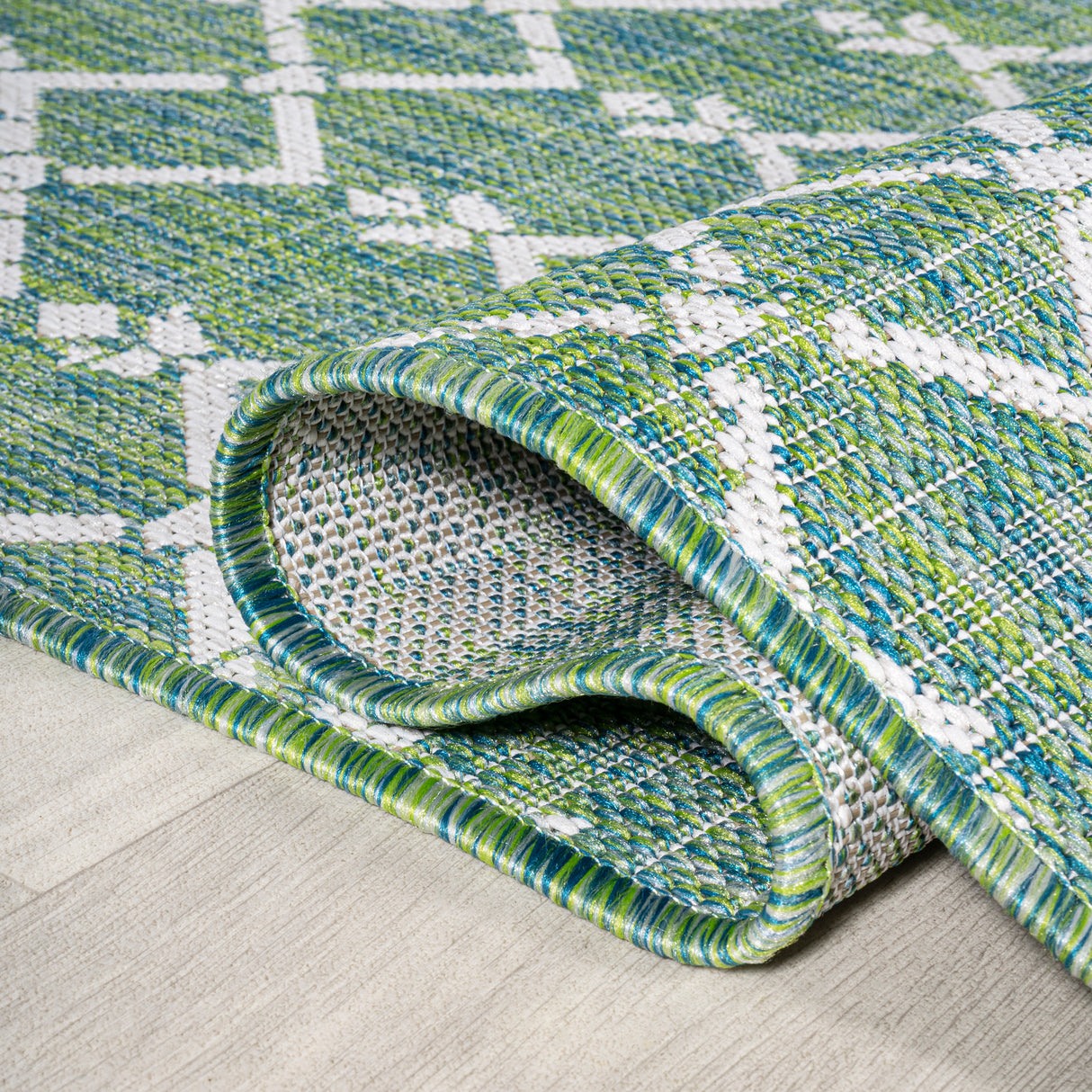 Ourika Moroccan Geometric Textured Weave Indoor/Outdoor Square Area Rug