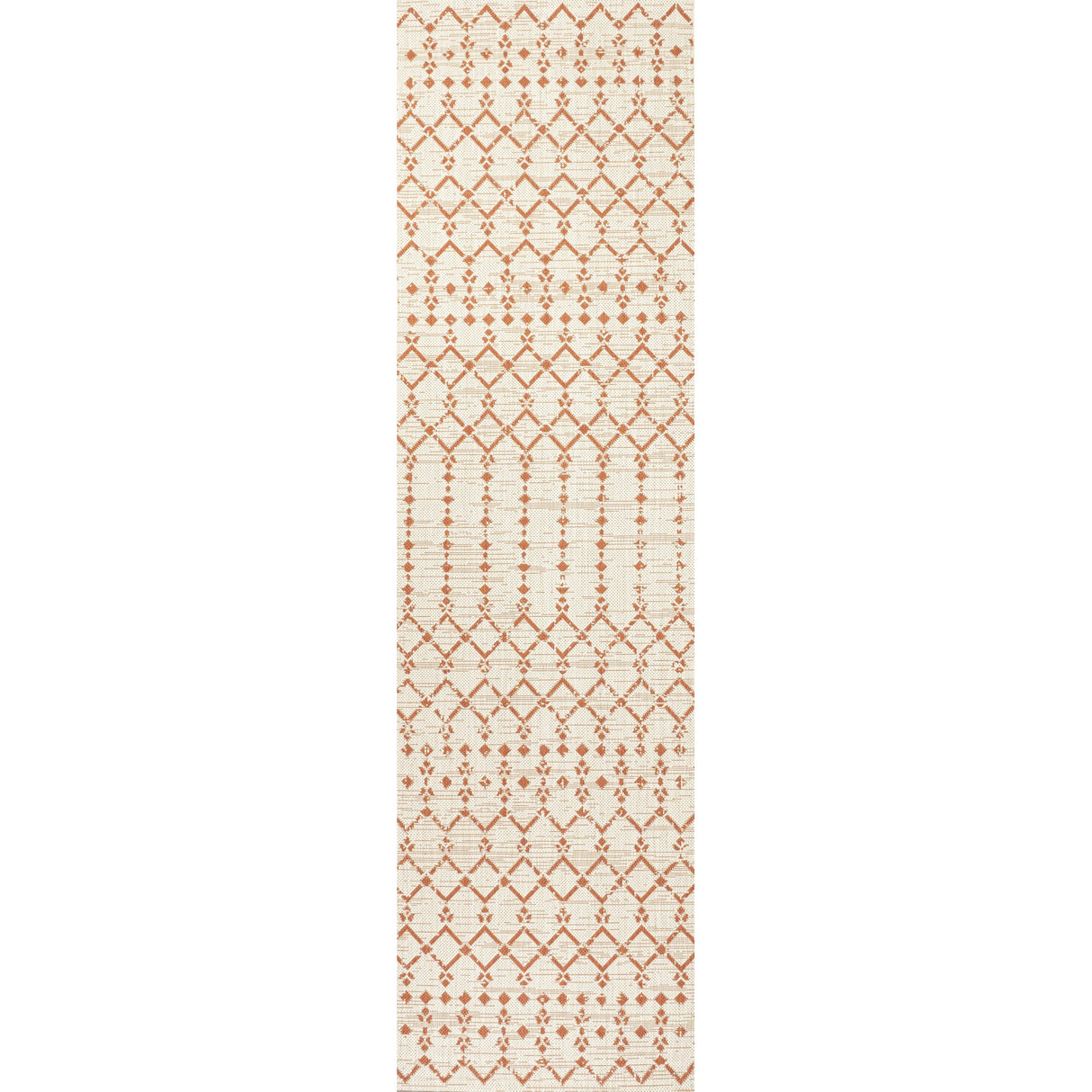 Ourika Moroccan Geometric Textured Weave Indoor/Outdoor Runner Rug