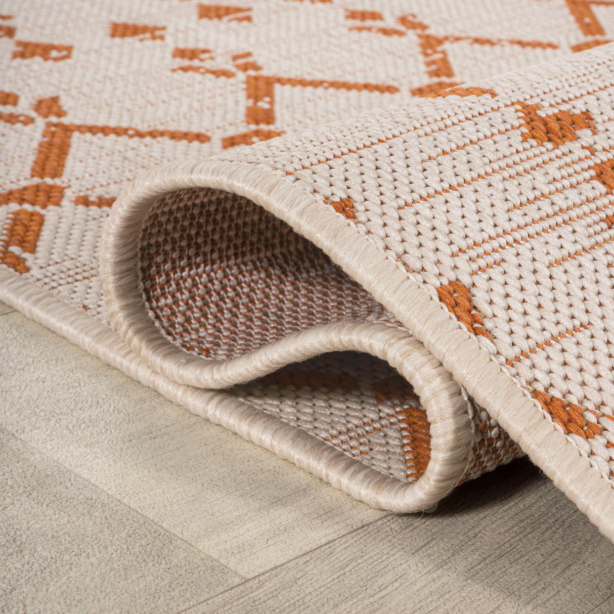 Ourika Moroccan Geometric Textured Weave Indoor/Outdoor Square Area Rug