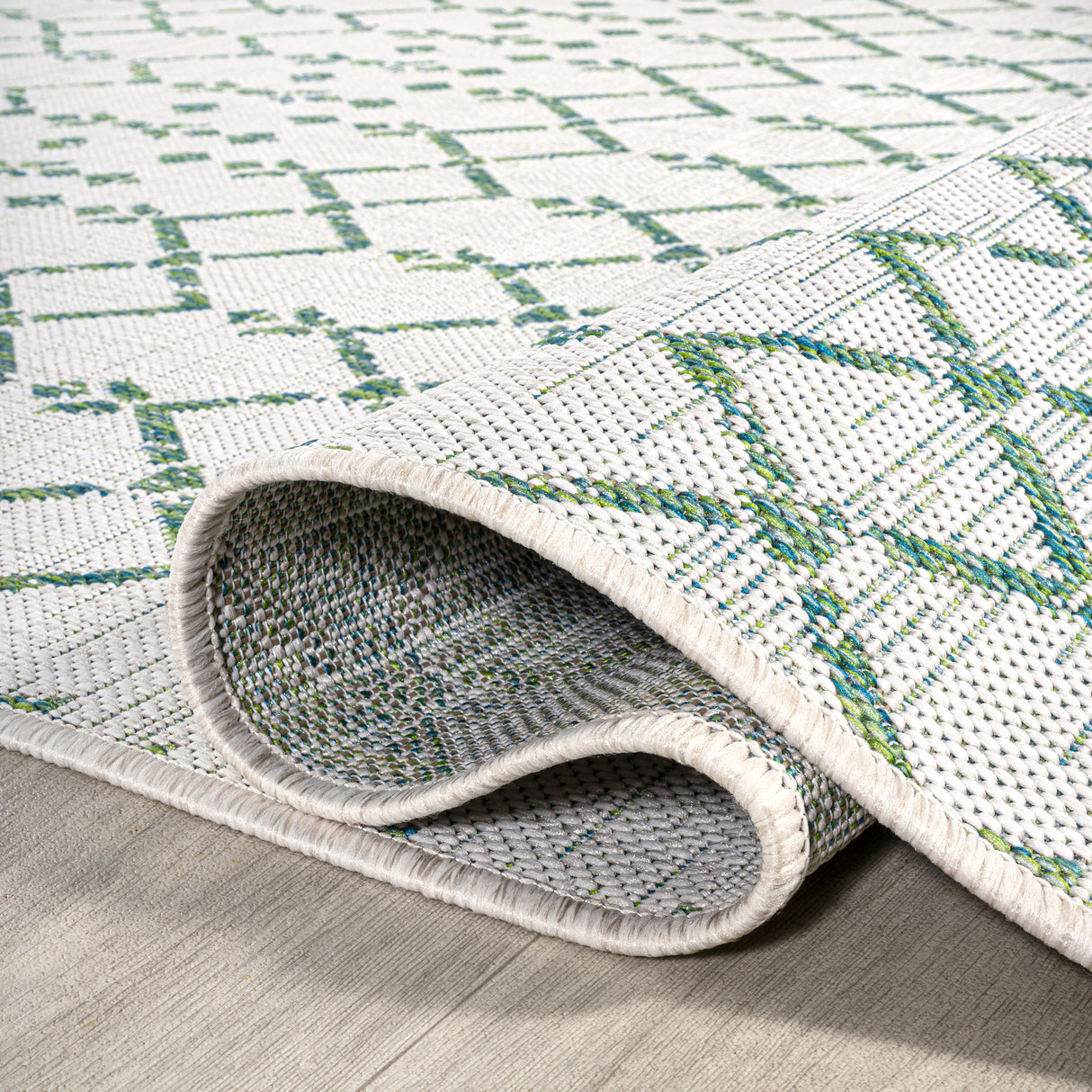 Ourika Moroccan Geometric Textured Weave Indoor/Outdoor Square Area Rug