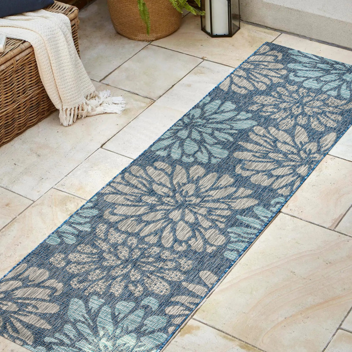 Zinnia-Modern-Floral-Weave-Indoor/Outdoor-Runner-Rug-Runner-Rugs