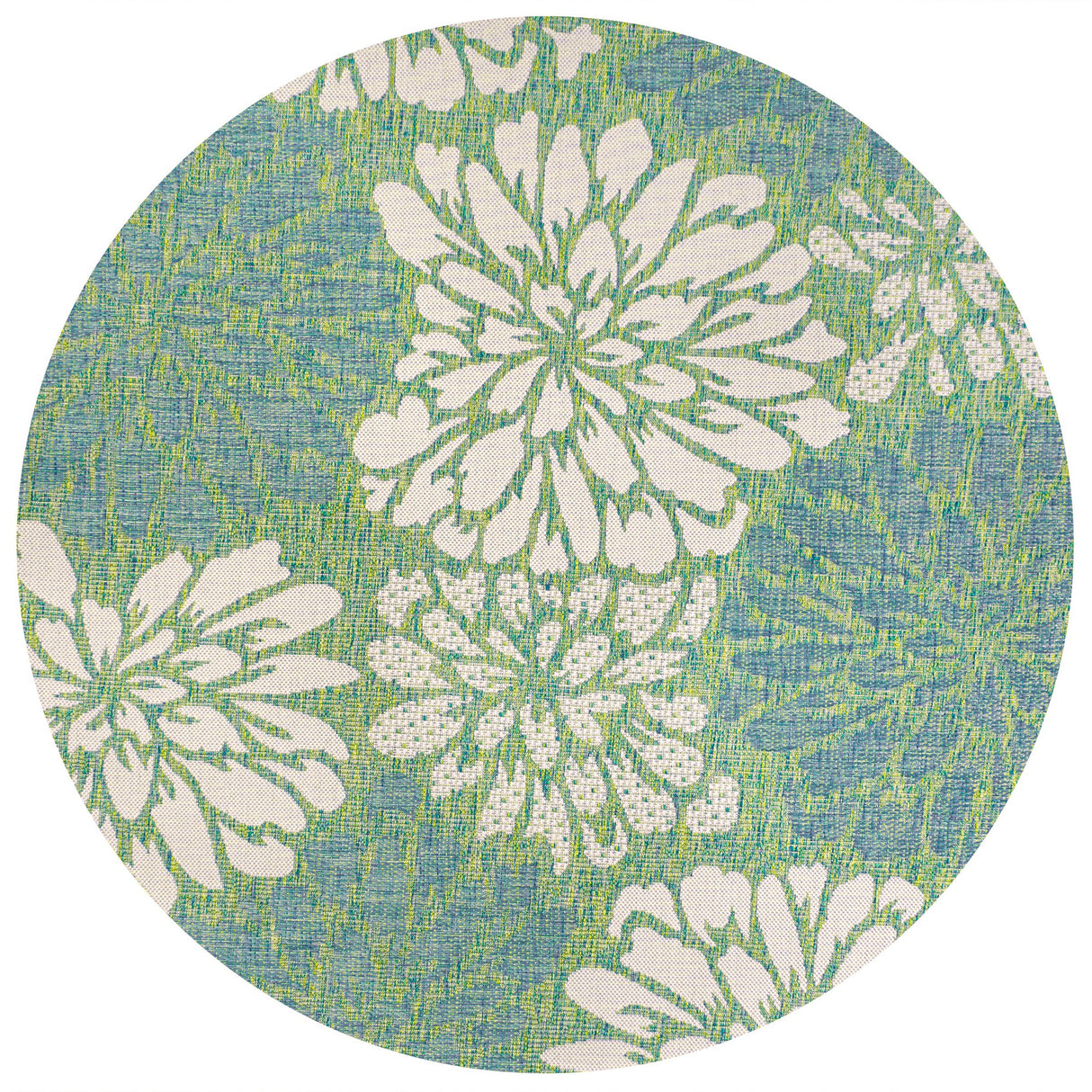 Zinnia Modern Floral Textured Indoor/Outdoor Round Area Rug