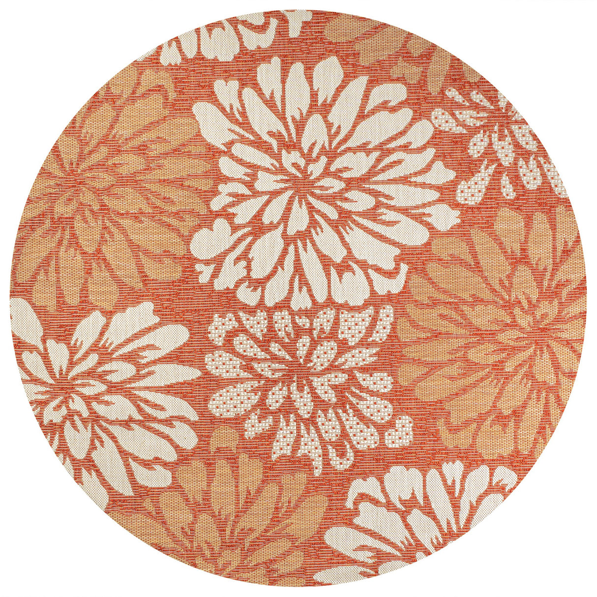 Zinnia Modern Floral Textured Indoor/Outdoor Round Area Rug