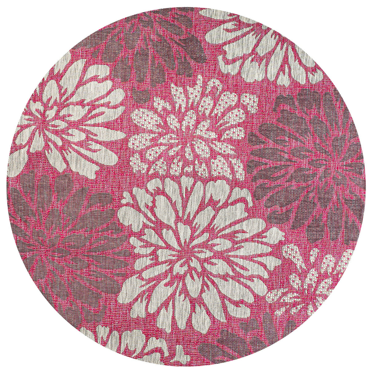 Zinnia Modern Floral Textured Indoor/Outdoor Round Area Rug