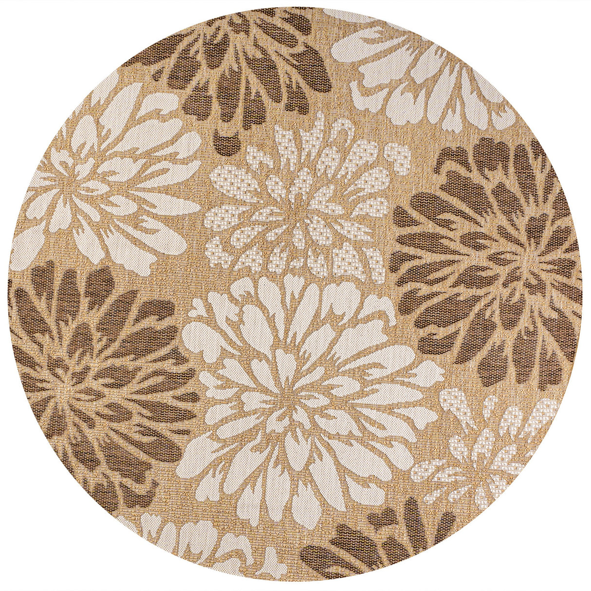 Zinnia Modern Floral Textured Indoor/Outdoor Round Area Rug