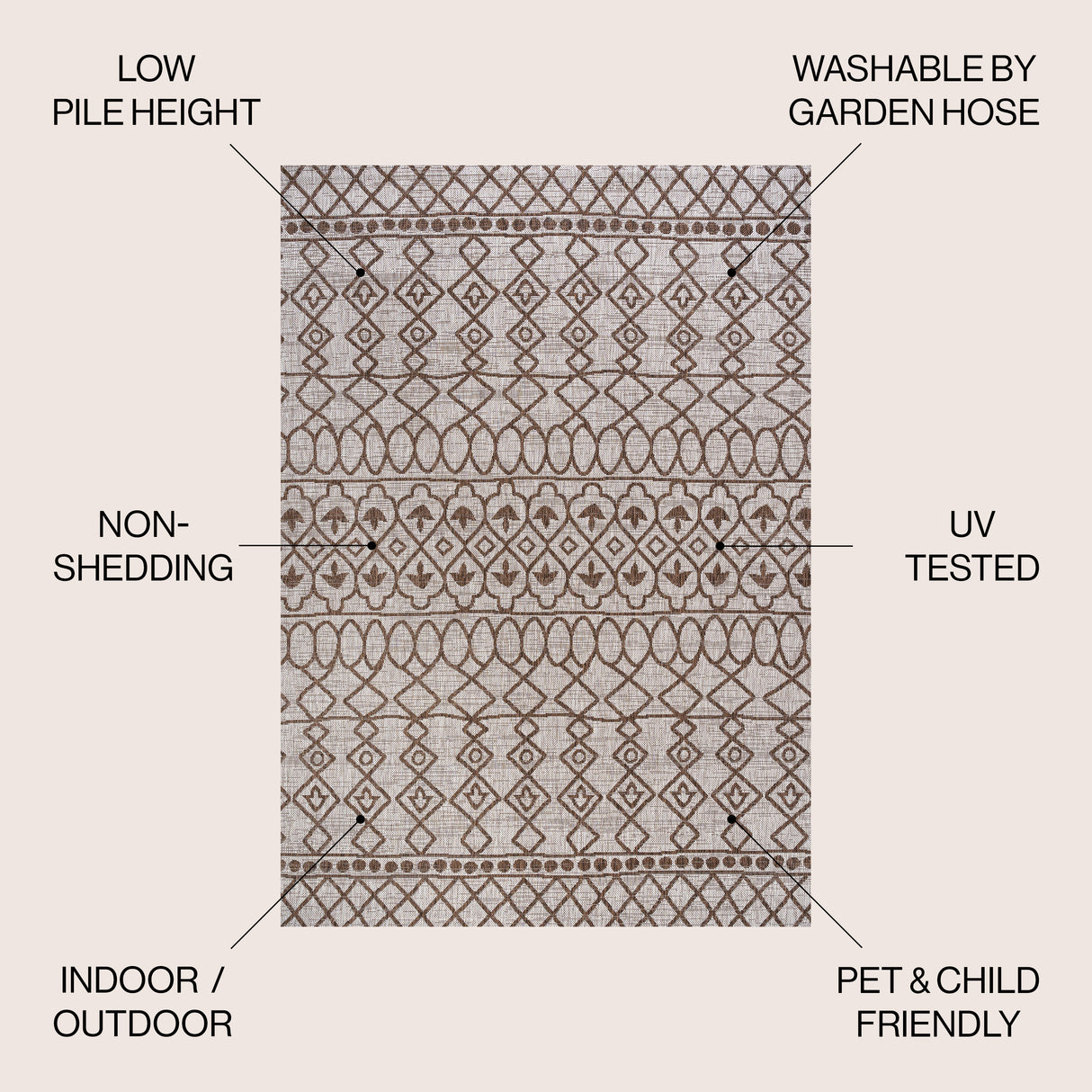 Kafel Tribal Bohemian Indoor/Outdoor Area Rug