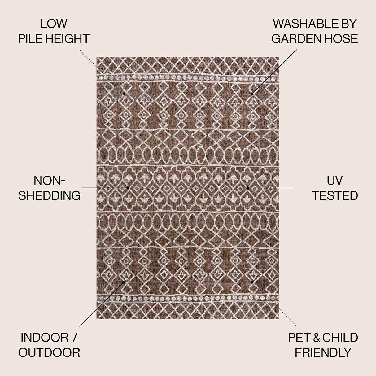 Kafel Tribal Bohemian Indoor/Outdoor Area Rug