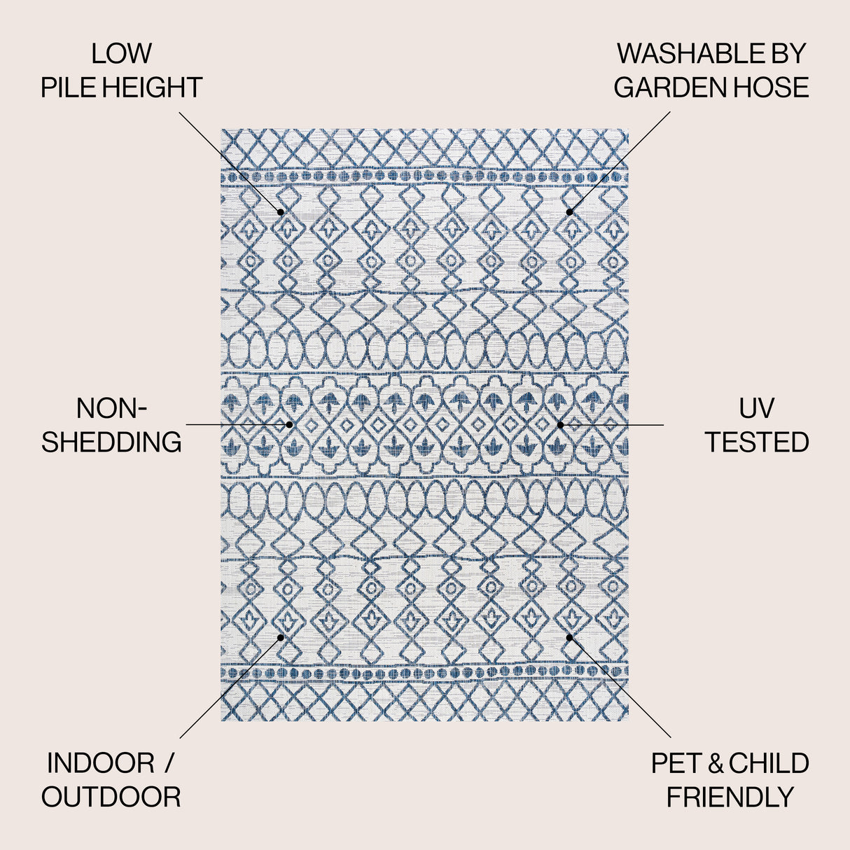 Kafel Tribal Bohemian Indoor/Outdoor Area Rug