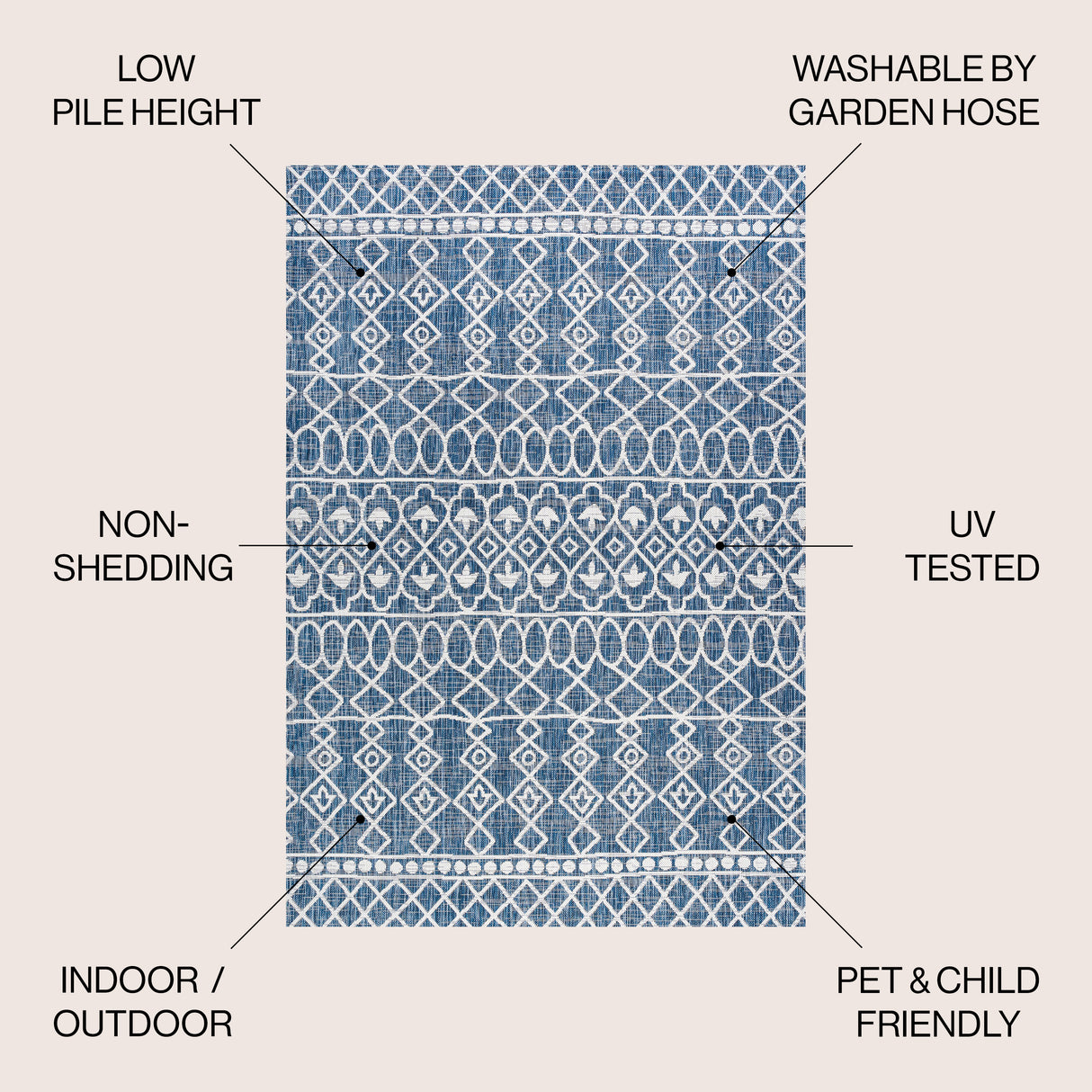 Kafel Tribal Bohemian Indoor/Outdoor Area Rug