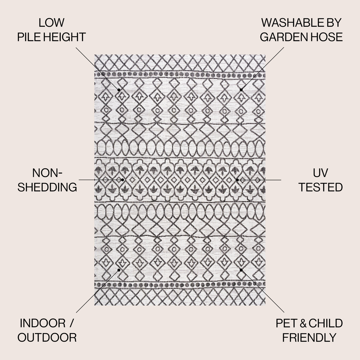Kafel Tribal Bohemian Indoor/Outdoor Area Rug