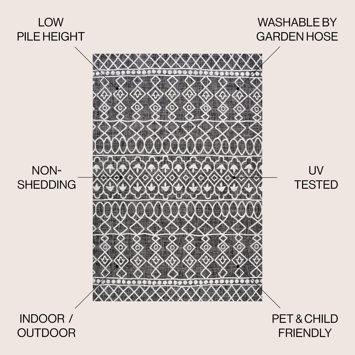 Kafel Tribal Bohemian Indoor/Outdoor Area Rug
