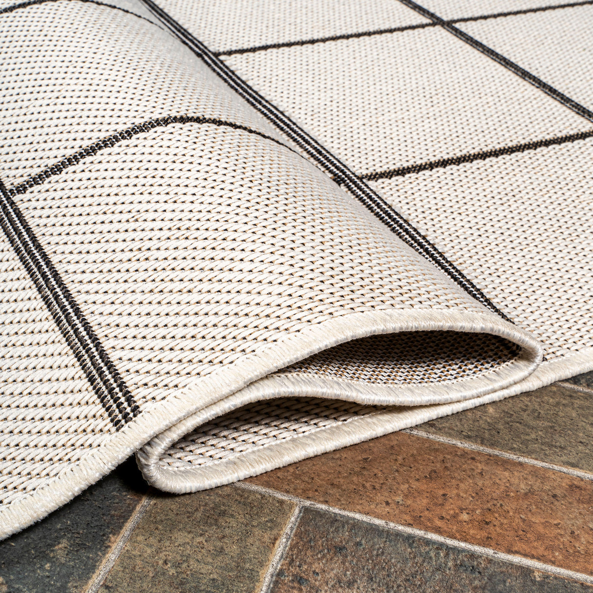 Grid Modern Squares Indoor/Outdoor Runner Rug