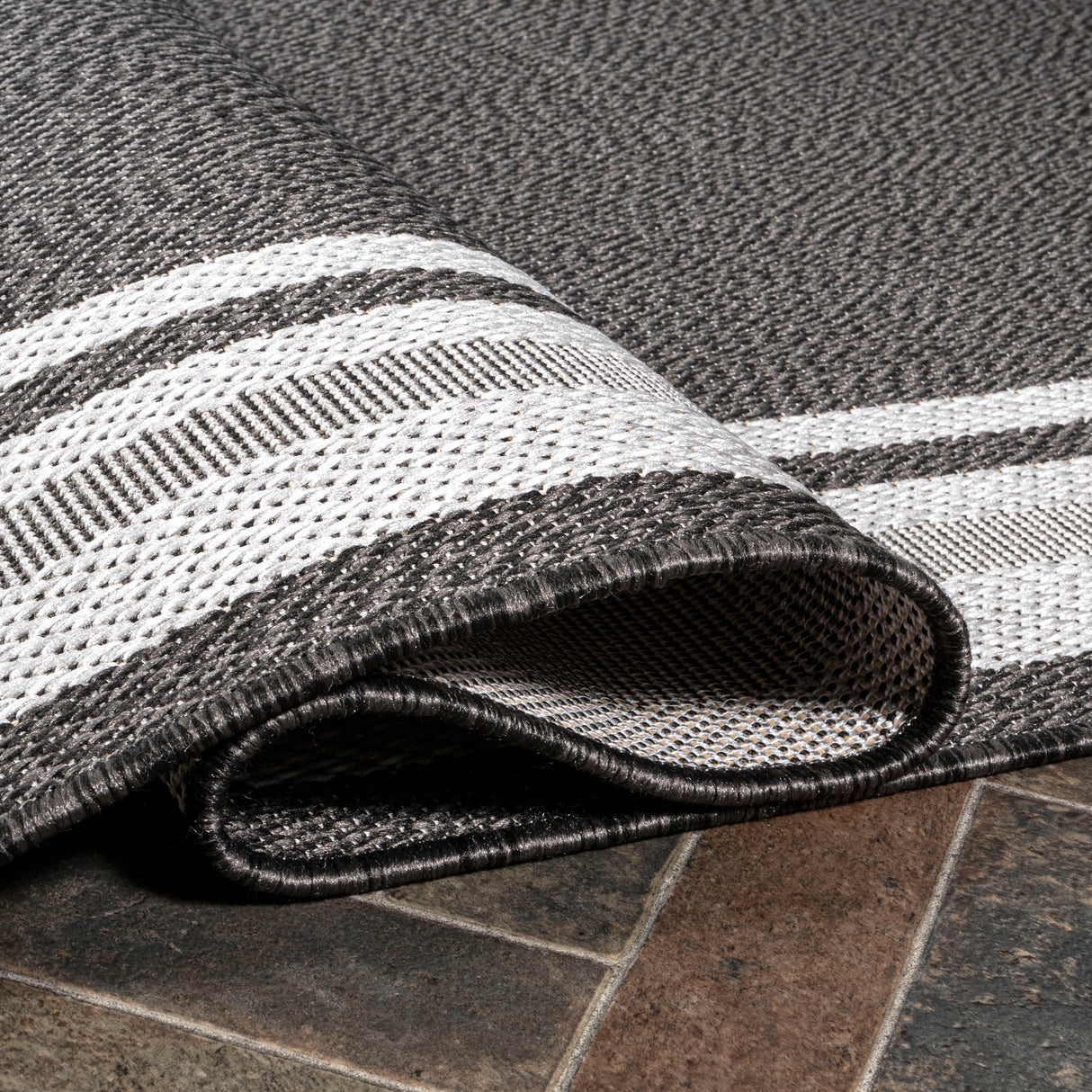 James Modern Border Stripe Indoor/Outdoor Runner Rug