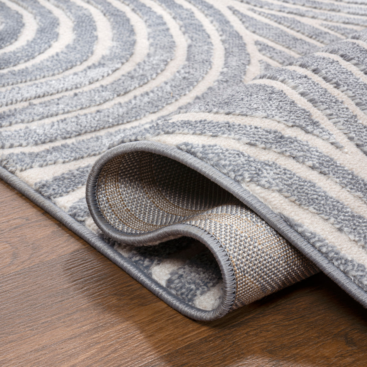 Ariana MidCentury Art Deco Striped Arches Two-Tone High-Low Area Rug