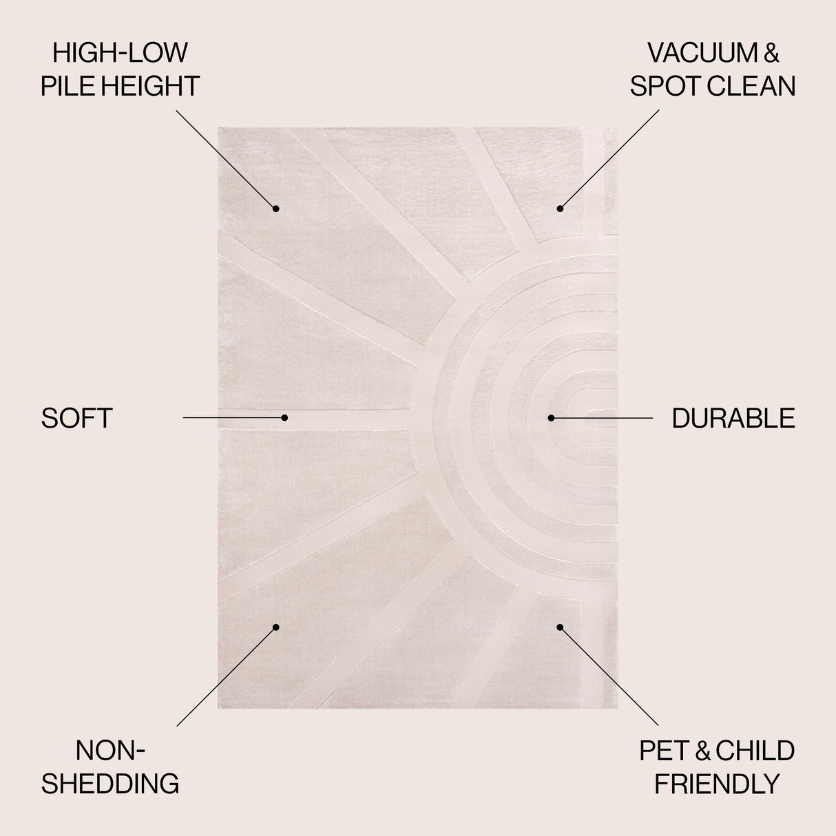 Aelius MidCentury Scandinavian Abstract Sun Two-Tone High-Low Area Rug