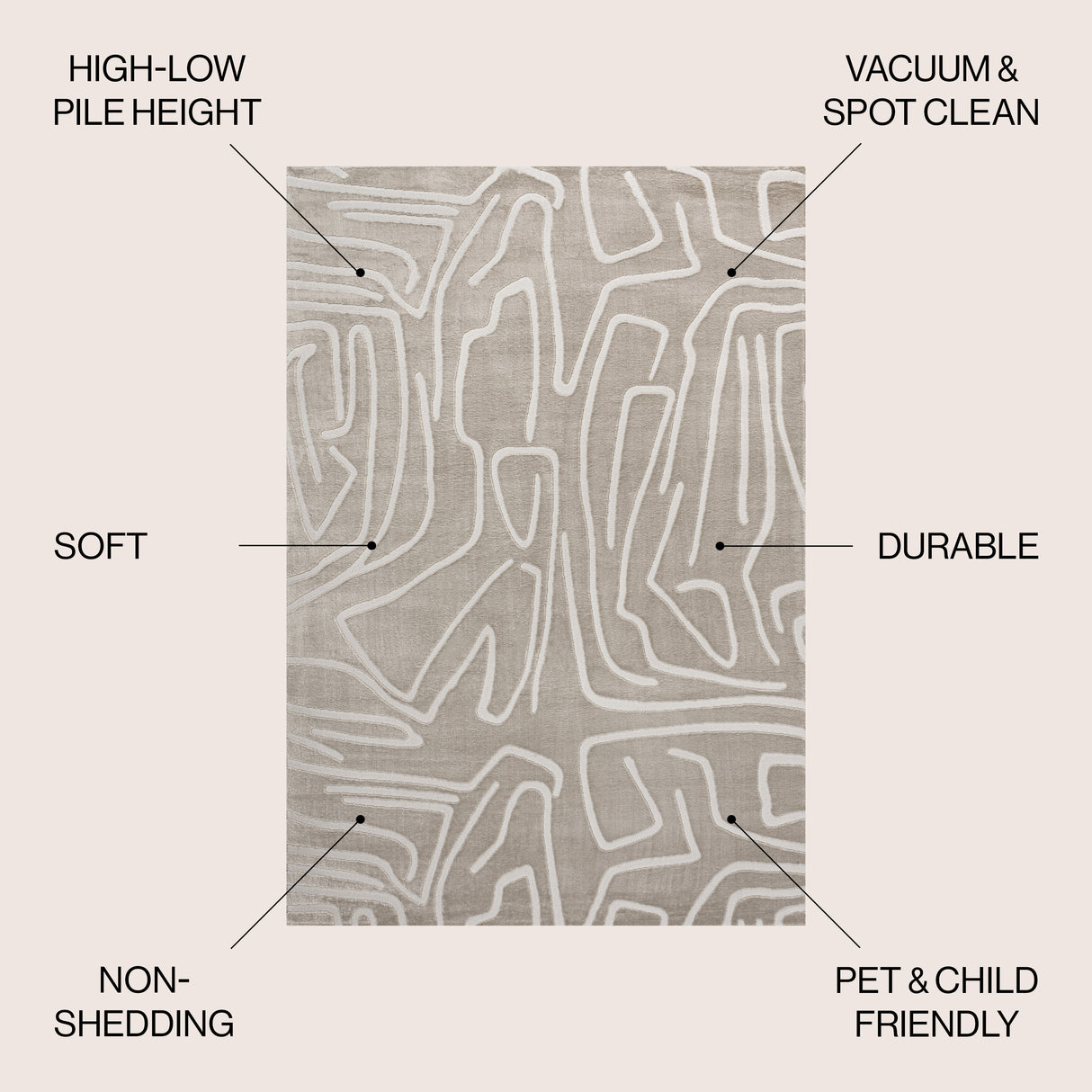 Alcina Modern Scandinavian Graphic Lines High-Low Area Rug