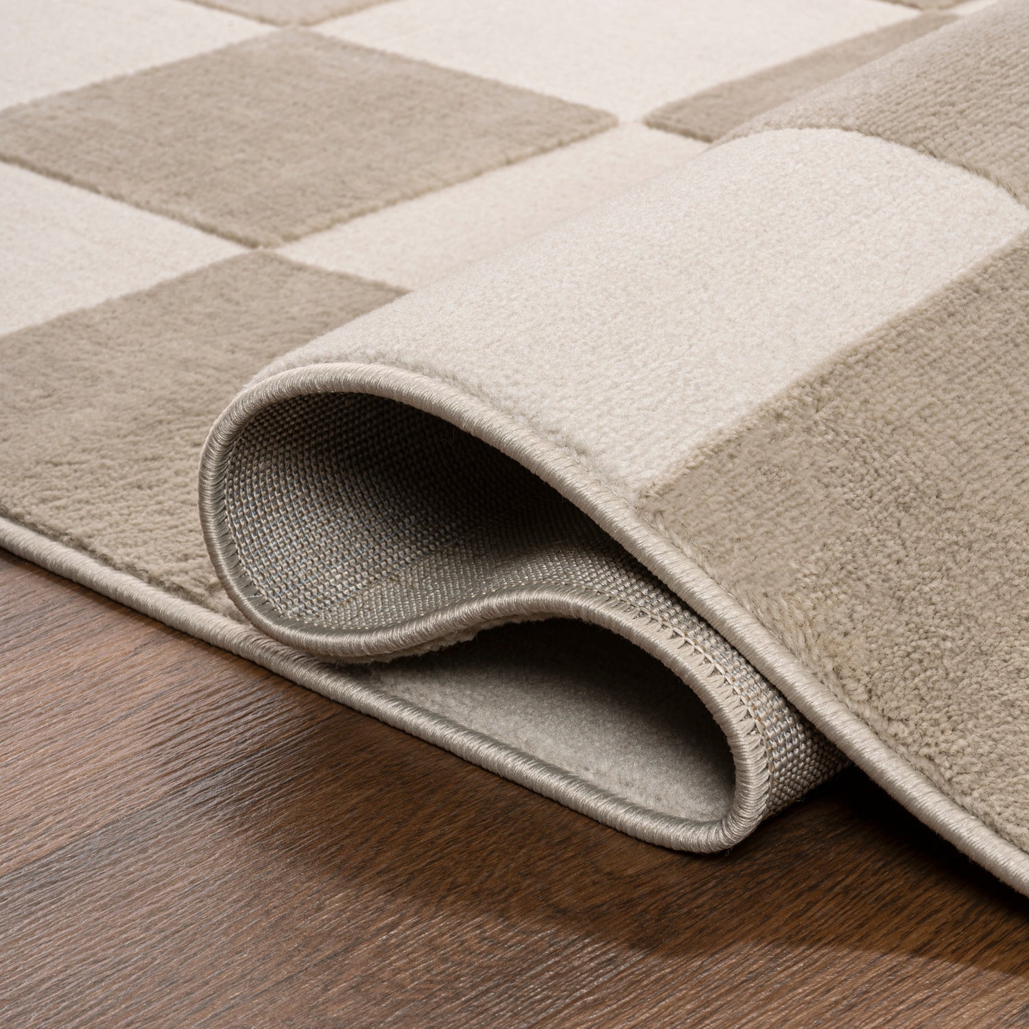 Thea Modern Geometric Checkerboard High-Low Area Rug