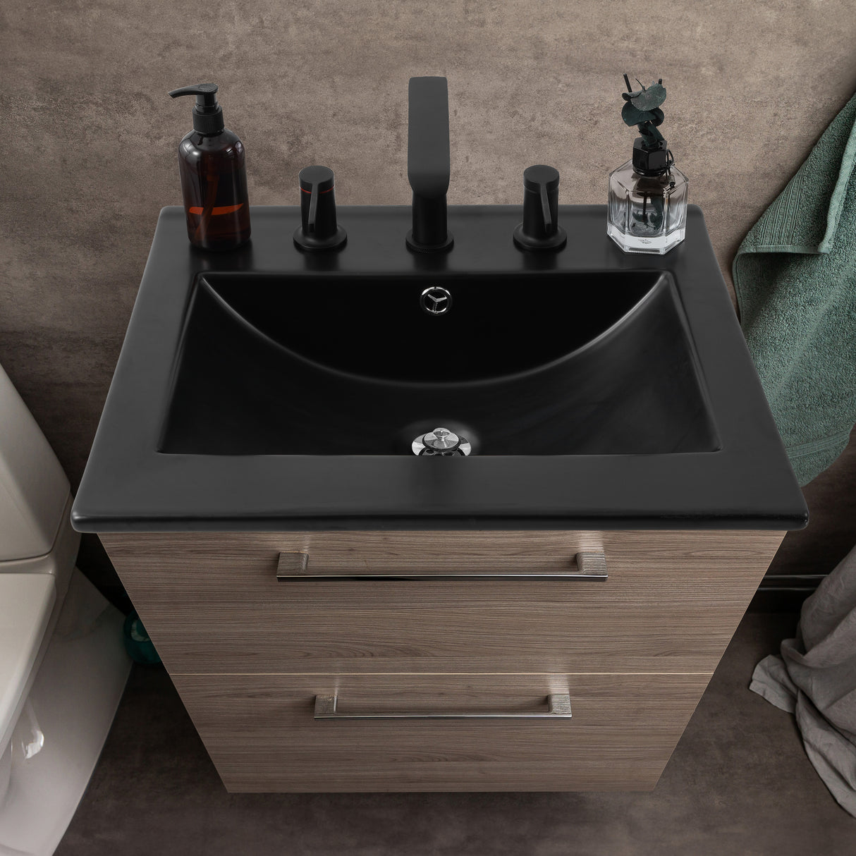 Ancillary 3-Hole Classic Contemporary Rectangular Ceramic Single Sink Basin Vanity Top