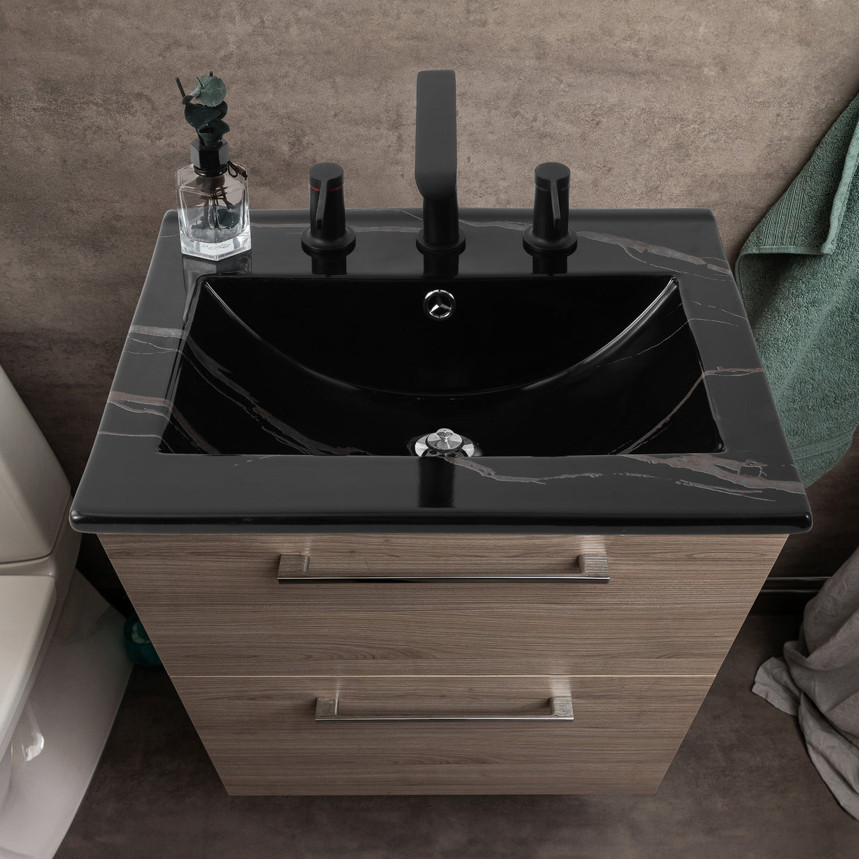 Ancillary 3-Hole Classic Contemporary Rectangular Ceramic Single Sink Basin Vanity Top