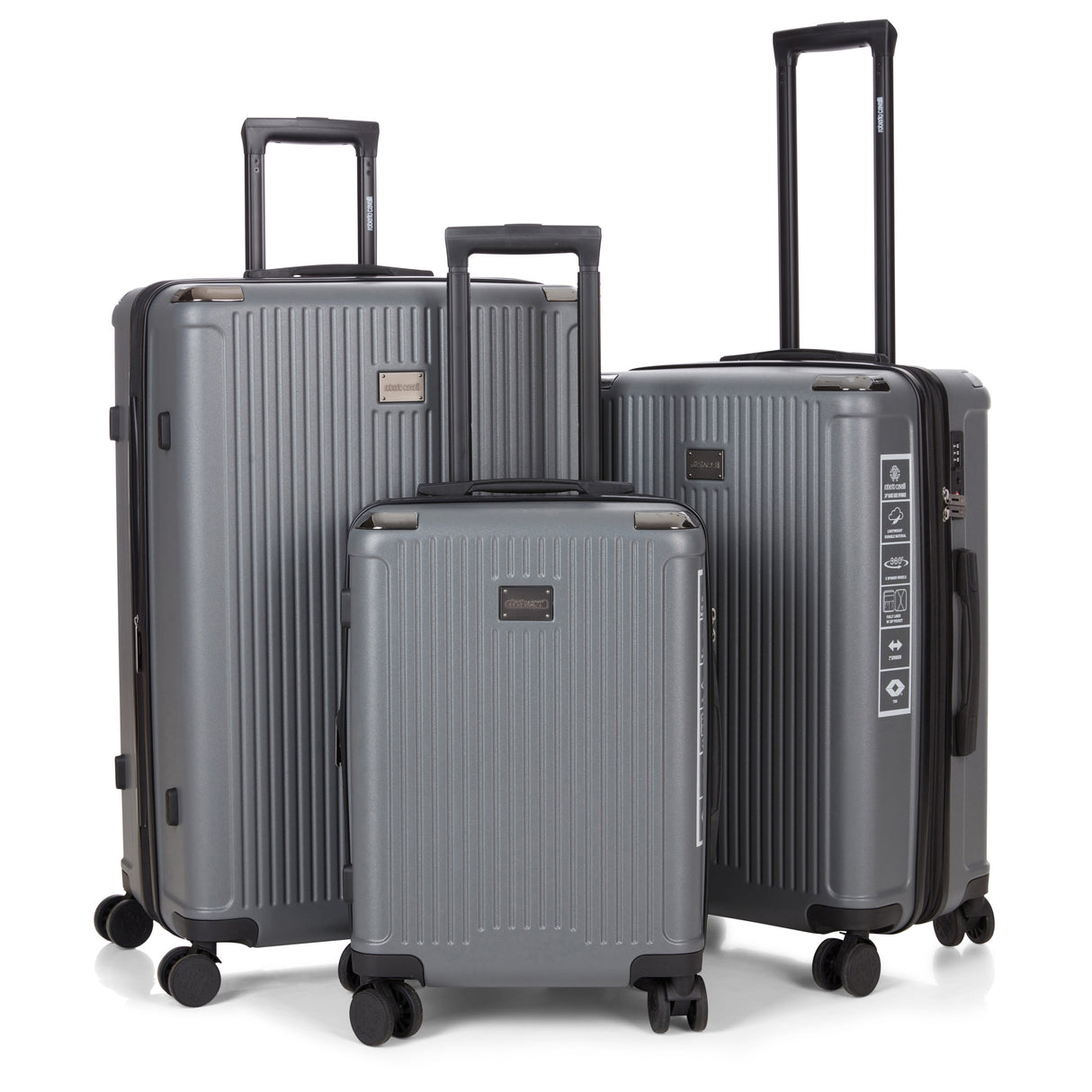 Roberto Cavalli 3 Piece Luggage Set with Expandable Hard Shell & 8 Spinner Wheels