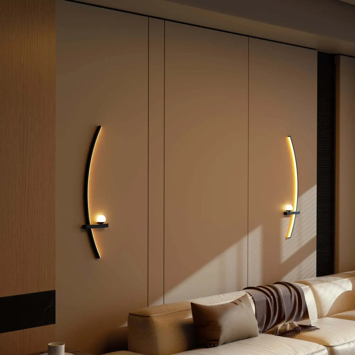 2pcs Modern Adjustable LED Wall Sconce 31.5" Arched Bedside Lamp 3000K Warm Glow