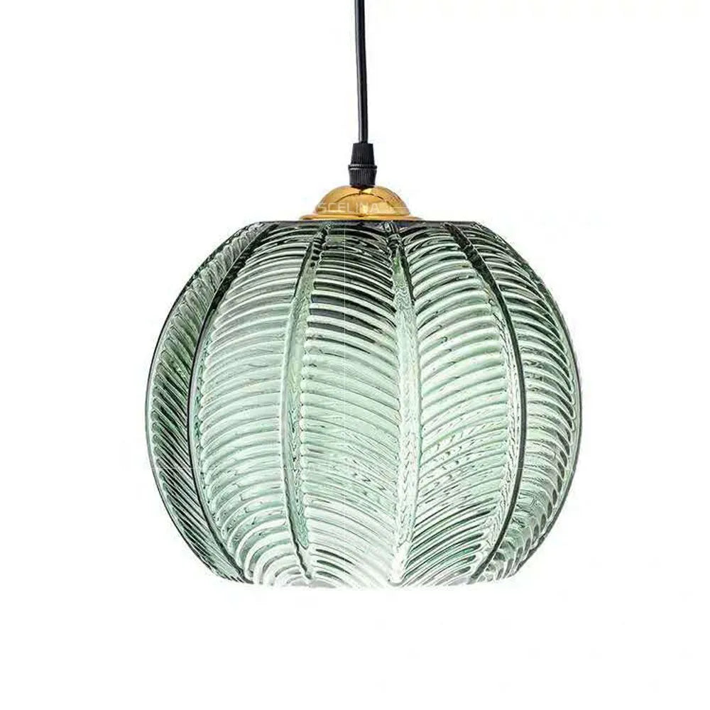 Modern Glass Pendant Light – Green Leaf Hanging Lamp for Bedroom & Living Room