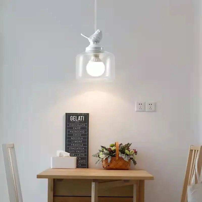 Bird Glass Pendant Light E27 Hanging LED Lamp Dining Kitchen Bedroom Decor