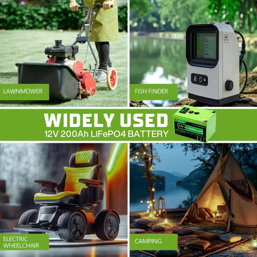 12V 200Ah LiFePO4 Lithium Battery Deep Cycle Rechargeable with BMS