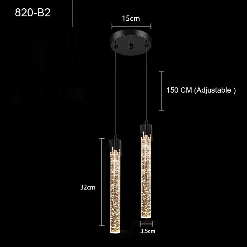LED Water Drop Bubble Pendant Light Crystal Hanging Lamp Bedroom Dining Decor