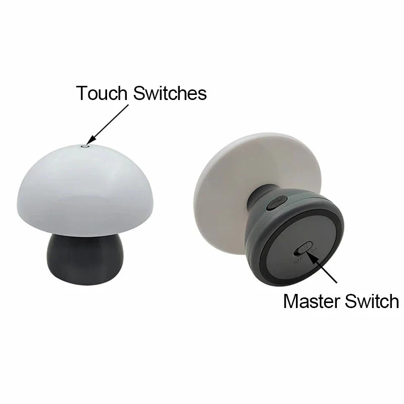 Mushroom LED Table Lamp Touch Rechargeable Desk Night Light Nordic Bedroom Decor
