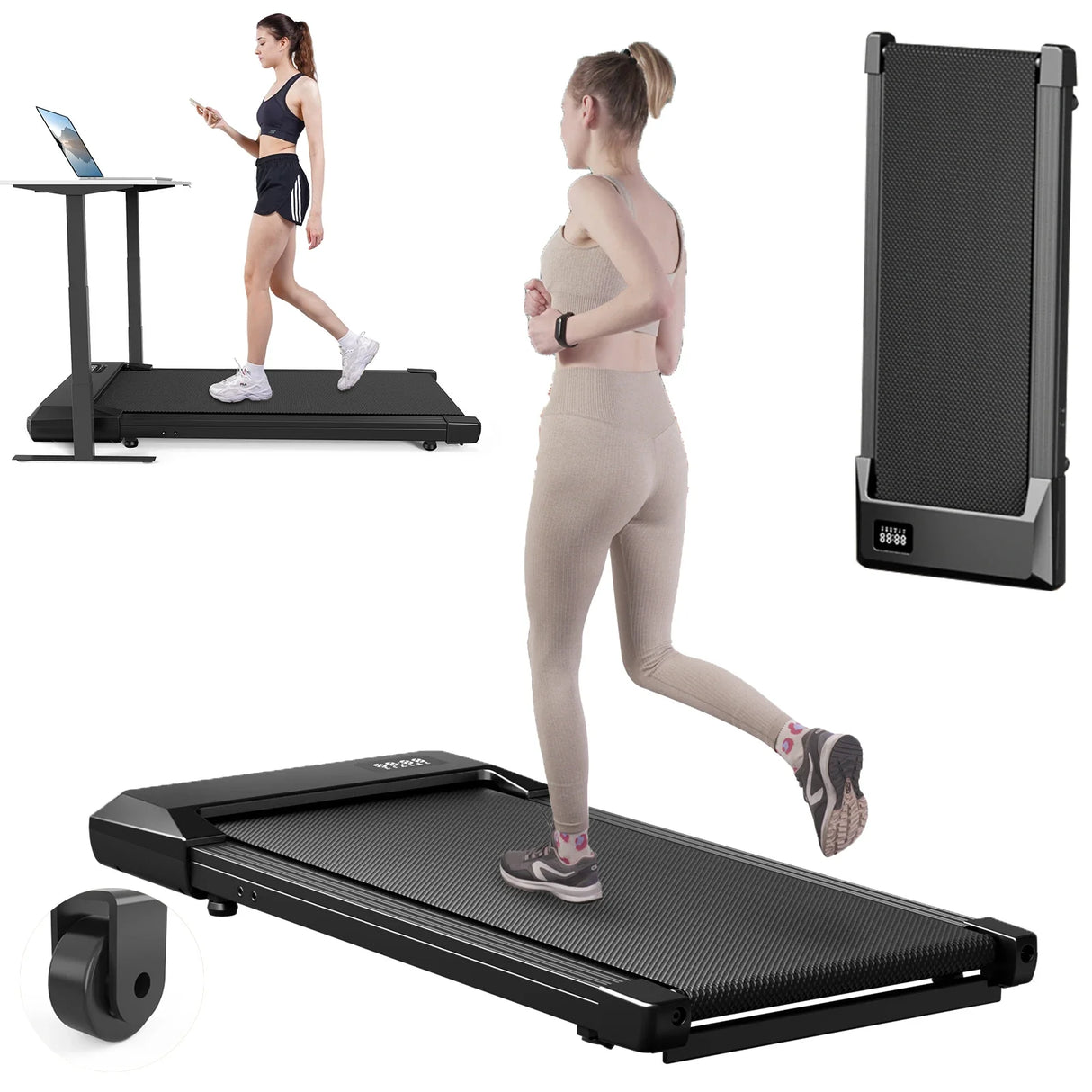 Under Desk Walking Pad Treadmill 2.5HP Remote Portable 136kg Home Fitness Machine