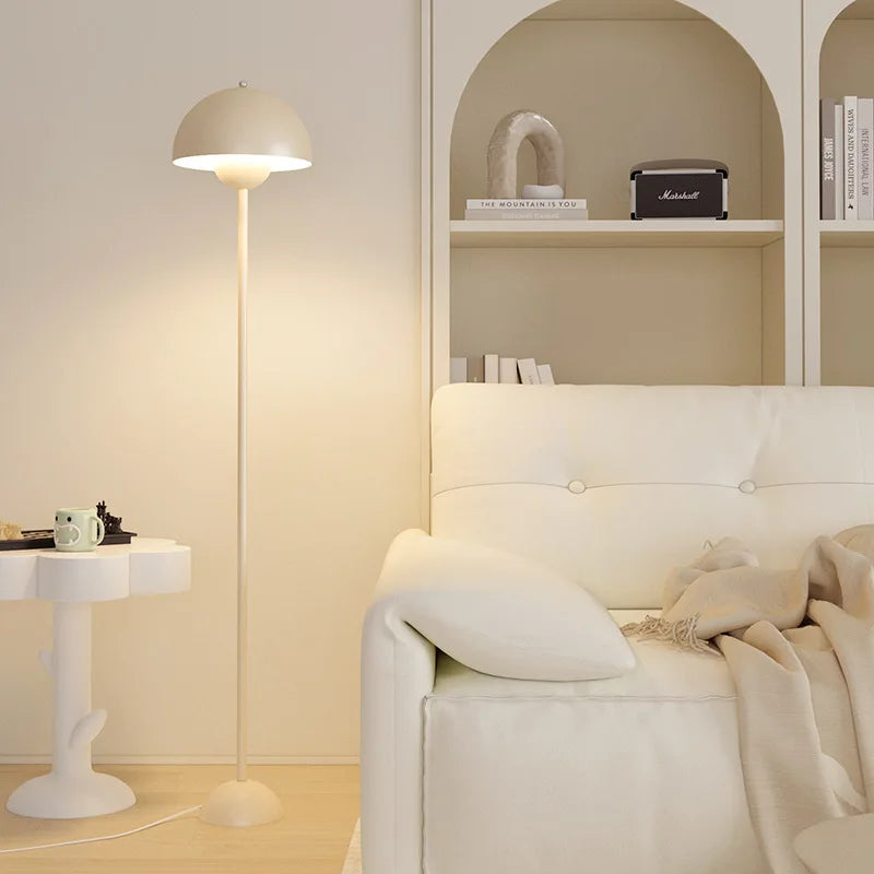 Modern Cream LED Floor Lamp E27 Bulb Minimalist Light for Bedroom Living Room