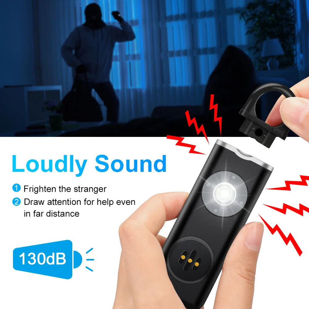 Personal Safety Alarm for Women Children Elderly 130dB Loud Rechargeable Keychain